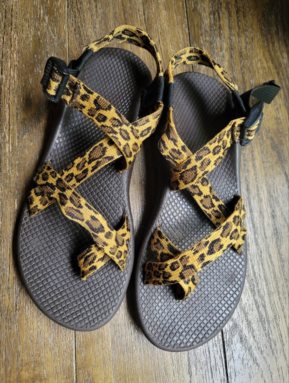 Chaco Leopard Print Strappy Sandals - Yellow & Black